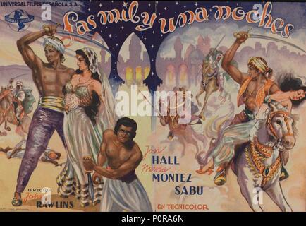 Titre original : Mille et Une Nuits. Titre en anglais : Mille et Une Nuits. Film Réalisateur : JOHN RAWLINS. Année : 1942. Credit : UNIVERSAL PICTURES / Album Banque D'Images
