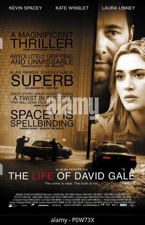 Titre original : LA VIE DE DAVID GALE. Titre en anglais : LA VIE DE DAVID GALE. Directeur de film : ALAN PARKER. Année : 2003. Credit : Universal Studios / Album Banque D'Images