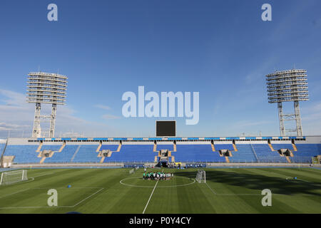 Saint Petersburg, Russie. 10 Juin, 2018. Les joueurs de l'équipe nationale de football de l'Arabie saoudite assister à une session de formation au stade Petrovsky en Saint Petersburg, Russie avant la Coupe du Monde 2018. Crédit : Igor Russak SOPA/Images/ZUMA/Alamy Fil Live News Banque D'Images