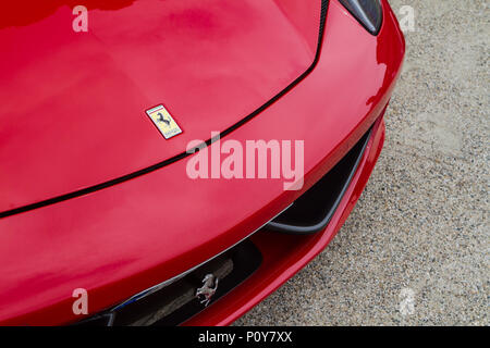 Torino, Italie. 10 juin 2018. Détail de voitures Ferrari Banque D'Images