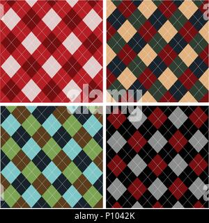 Définir des modèles de plaid coton, Illustration de Vecteur