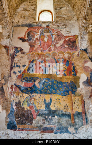 Fresco à Cattolica di 20/410, 9e siècle, l'église, de style byzantin, en 20/410, Calabre, Italie Banque D'Images