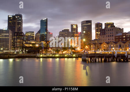 Circular Quay Sydney de nuit Banque D'Images