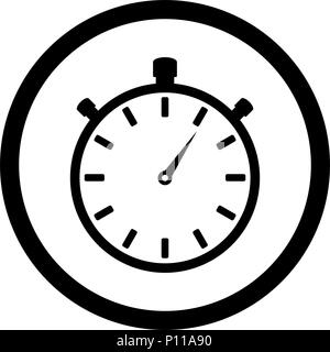 L'icône chronomètre noir blanc. Vector chronomètre pour trainer app, l'équipement horloge emblème illustration monochrome Illustration de Vecteur