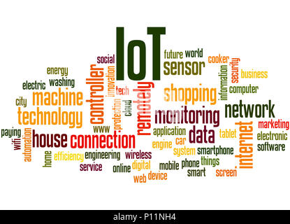 IoT - Internet des objets, mot concept cloud sur fond blanc. Banque D'Images