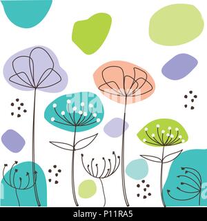 Joli motif floral de pastel. Vector illustration dessiné à la main. Illustration de Vecteur