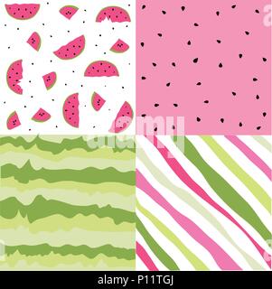 Modèle logique des pastèques, scrapbooking, papier numériques d'ensemble de la pastèque Illustration de Vecteur