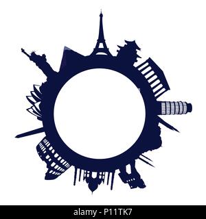 Monuments célèbres dans le monde entier Illustration de Vecteur