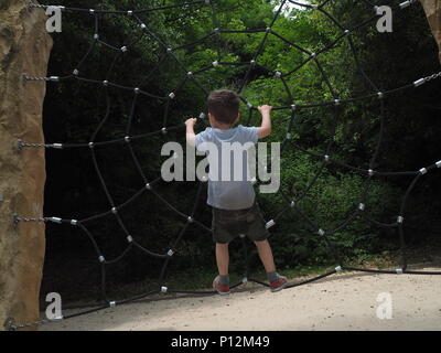 Young boy playing in park Banque D'Images