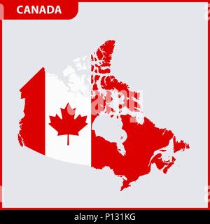 La carte détaillée du Canada avec drapeau national Illustration de Vecteur