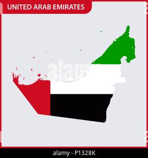 La carte détaillée des Emirats Arabes Unis avec drapeau national Illustration de Vecteur