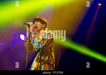 Barcelone - 2 juin : Deerhunter (rock band) produisent en concert au Primavera Sound Festival le 2 juin 2018 à Barcelone, Espagne. Banque D'Images