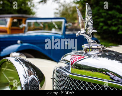 Alvis silver voiture ornement de capot de voiture et mascot prises à Puddletown, Dorset, UK, le 10 juin 2018 Banque D'Images