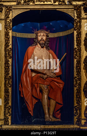 Sculpture de l'Ecce-Homo par Gregorio Fernández, qui est en fait un Christ couronné d'épines, dans l'église de Santa Vera Cruz, Valladolid, Espagne, Banque D'Images