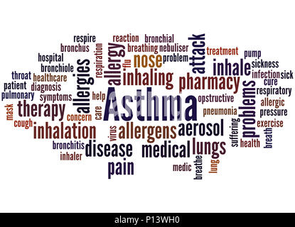 L'asthme, mot concept cloud sur fond blanc. Banque D'Images