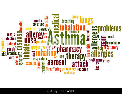 L'asthme, mot concept cloud sur fond blanc. Banque D'Images