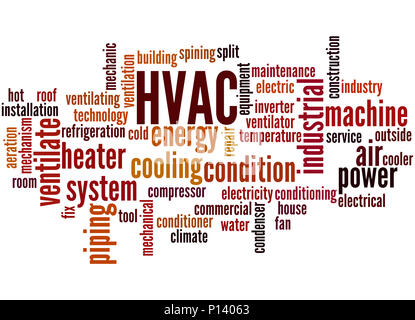 HVAC, mot concept cloud sur fond blanc. Banque D'Images