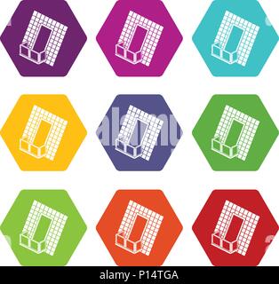 Balcon sous pavillon icons set 9 vector Illustration de Vecteur