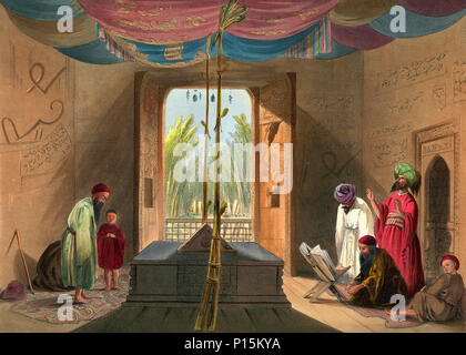 Une peinture de la tombe du Sultan Mahmud de Ghazni, en 1839â€"40, avec portes santal longtemps cru avoir été pillé de Somnath, qu'il détruit en c. 1024, mais plus tard des répliques de l'original Banque D'Images