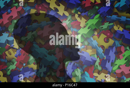 L'autisme et trouble de l'enfant autiste comme un des symptômes du syndrome de troubles neurologiques et d'un médicament ou de santé mentale Diagnostic du spectre concept. Banque D'Images