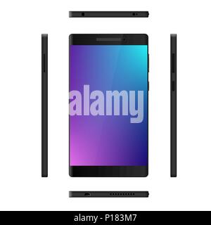 Réaliste téléphone mobile avec écran vide. Vector background isolé sur fond blanc Illustration de Vecteur