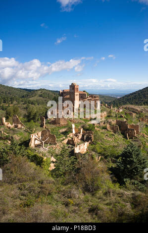 Village abandonné de Turruncun, près de Arnedo, La Rioja, Espagne. Banque D'Images