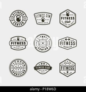 Ensemble de salle de sport fitness vintage logos. vector illustration Illustration de Vecteur