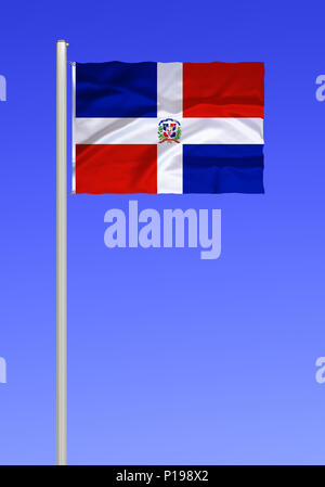 Drapeau de la République dominicaine, Flagge von Dominikanische Republik Banque D'Images
