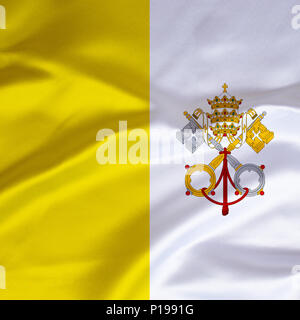 Drapeau de la Cité du Vatican, Rome, Italie,, Flagge von Vatikanstadt, Rom, Italien, Banque D'Images