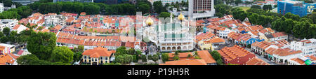 Une vue panoramique aérienne du quartier de Kampong Glam qui est populaire auprès des touristes du monde entier à visiter ici. Singapour. Banque D'Images