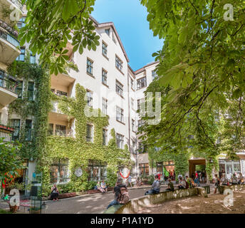 Jardin de cour historique de Hackesche Hofe à Berlin, Allemagne Banque D'Images