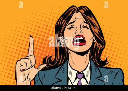 Crying woman pointing up Illustration de Vecteur