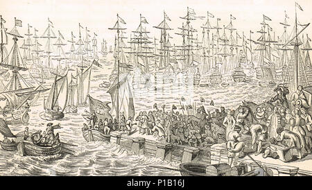 L'embarquement de Guillaume d'Orange de Helvoetsluys, Hollande en 1688, au départ de Torbay. invasion de l'Angleterre au cours de la Glorieuse Révolution Banque D'Images