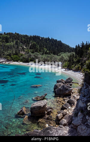 Orkos Beach, Paxos. Banque D'Images