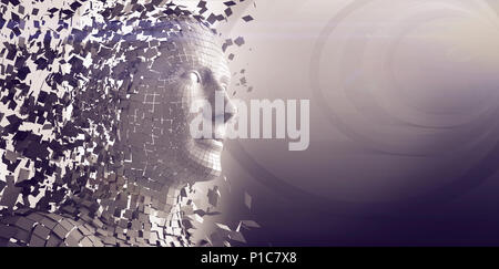 Pixelated gris numérique 3d man Banque D'Images