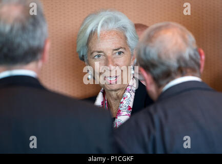 Berlin, Allemagne. 11 Juin, 2018. Christine Lagarde, Directrice Générale et Présidente du Fonds Monétaire International, lors d'une réunion de la Chancelière Merkel avec les présidents des organisations de l'économie et des finances internationales à la Chancellerie fédérale. Photo : Bernd von Jutrczenka/dpa dpa : Crédit photo alliance/Alamy Live News Banque D'Images