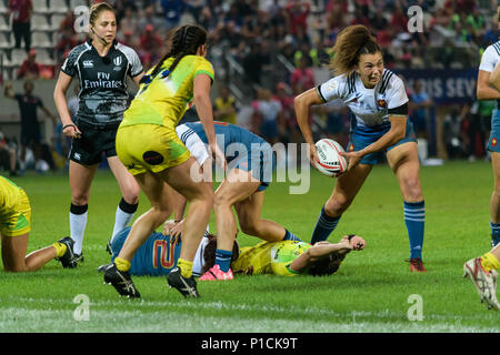 Paris, France. 10 Juin, 2018. Joueur de rugby à VII Français Caroline Drouin, lors de la demi finale de HSBC Women's Sevens Series à Paris, France, le 09 juin 2018. Crédit : Daniel Derajinski/Alamy Live News Banque D'Images