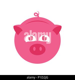 Cute Pink Piggy Bank Symbole Vecteur Conception Logo Graphique Illustration de Vecteur
