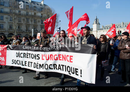 Paris, France 2016. Manifestation contre l'état d'urgence Banque D'Images
