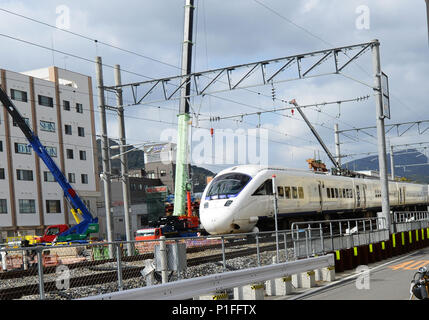 Bullet train Shinkansen à Nagasaki, Japon. Banque D'Images