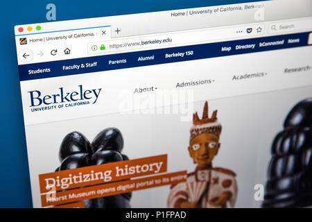 Londres, Royaume-Uni, 17 mai 2018 : La page d'accueil du site Web officiel de l'Université de Californie, Berkeley - une université de recherche publique à Berkeley, Banque D'Images