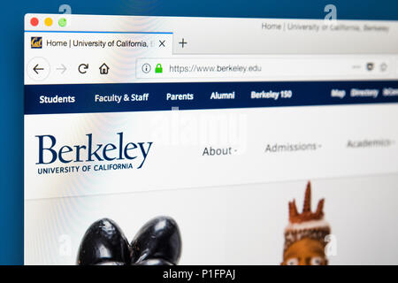 Londres, Royaume-Uni, 17 mai 2018 : La page d'accueil du site Web officiel de l'Université de Californie, Berkeley - une université de recherche publique à Berkeley, Banque D'Images
