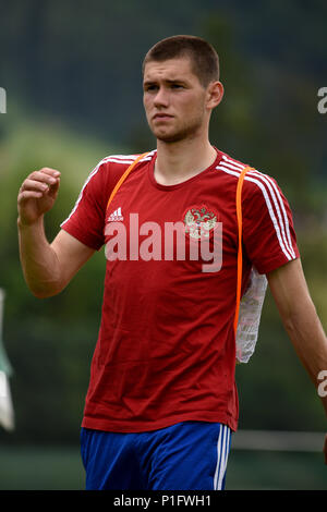 Neustift, Tyrol, Autriche - le 28 mai 2018. Joueur de football russe Alexander Tashaev au cours de camp d'entraînement à Neustift im Stubaital, Autriche. Banque D'Images