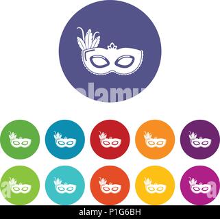 Masque de carnaval icons set vector color Illustration de Vecteur