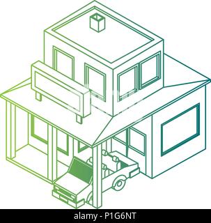 Maison avec parking extérieur icône isométrique Illustration de Vecteur