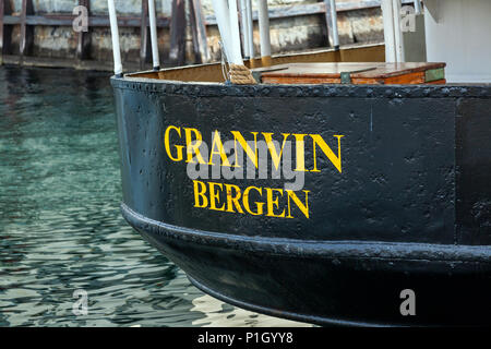 Ancien combattant, ancien navire côtier Granvin de Bergen, Norvège Banque D'Images