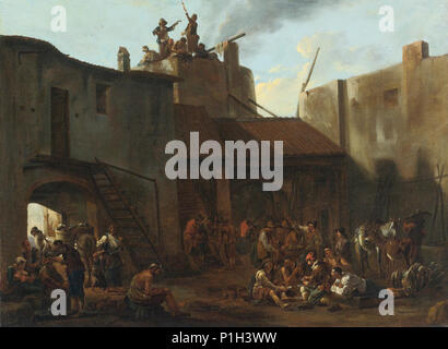 "Roman four à chaux avec des paysans de casino" de Jan Miel. Banque D'Images