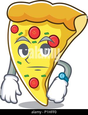 L'attente pizza slice mascot cartoon Illustration de Vecteur