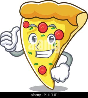 Thumbs up pizza slice personnage cartoon Illustration de Vecteur