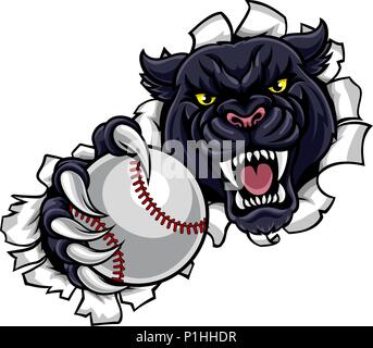 Black Panther Mascotte Baseball Arrière-plan de rupture Illustration de Vecteur